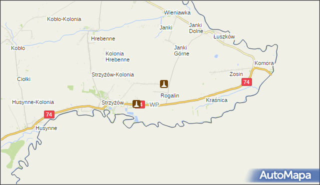 mapa Rogalin gmina Horodło, Rogalin gmina Horodło na mapie Targeo