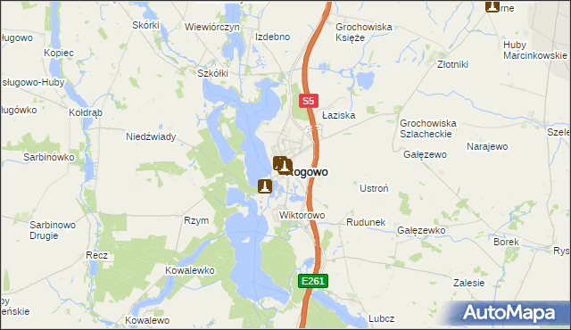 mapa Rogowo powiat żniński, Rogowo powiat żniński na mapie Targeo