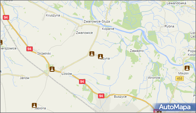 mapa Różyna gmina Lewin Brzeski, Różyna gmina Lewin Brzeski na mapie Targeo