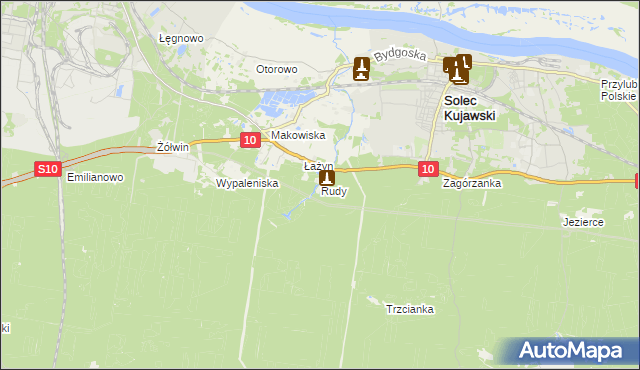 mapa Rudy gmina Solec Kujawski, Rudy gmina Solec Kujawski na mapie Targeo