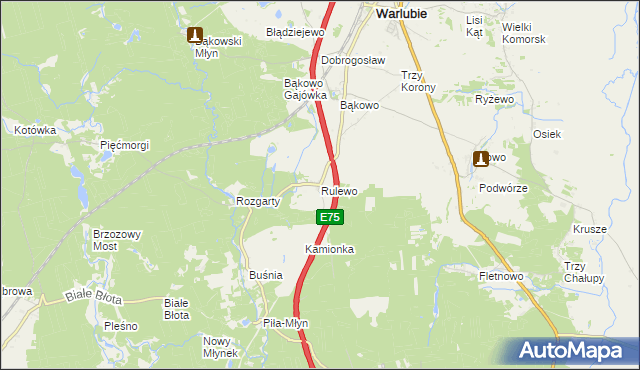 mapa Rulewo, Rulewo na mapie Targeo
