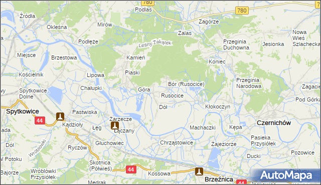 mapa Rusocice gmina Czernichów, Rusocice gmina Czernichów na mapie Targeo