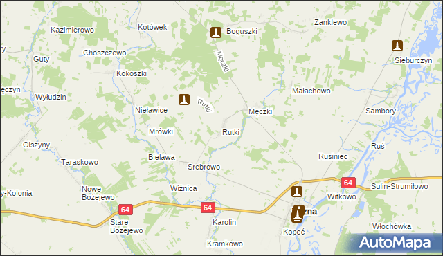 mapa Rutki gmina Wizna, Rutki gmina Wizna na mapie Targeo