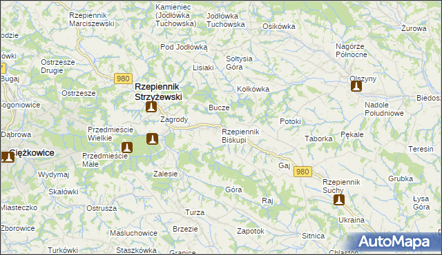 mapa Rzepiennik Biskupi, Rzepiennik Biskupi na mapie Targeo