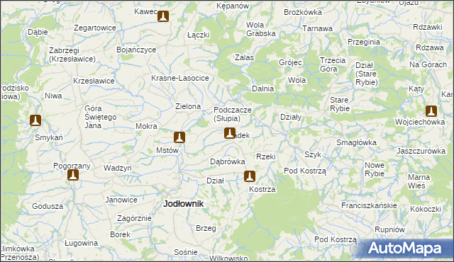 mapa Sadek gmina Jodłownik, Sadek gmina Jodłownik na mapie Targeo