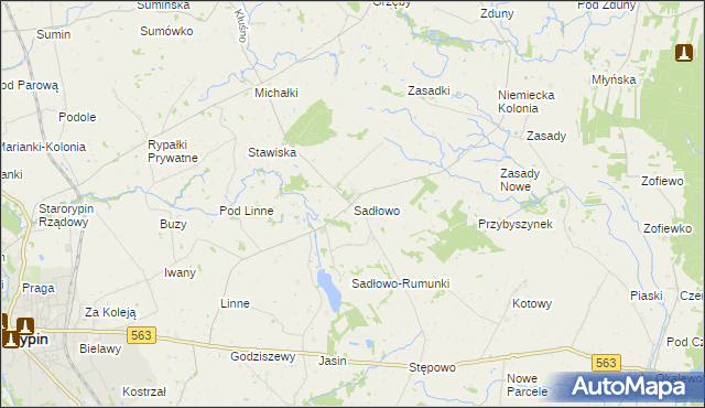 mapa Sadłowo gmina Rypin, Sadłowo gmina Rypin na mapie Targeo