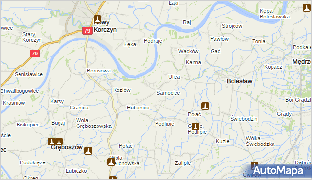 mapa Samocice, Samocice na mapie Targeo