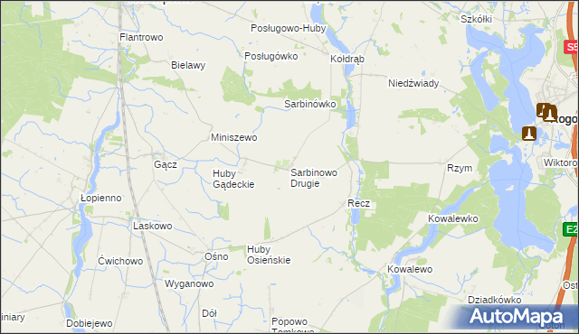 mapa Sarbinowo Drugie, Sarbinowo Drugie na mapie Targeo