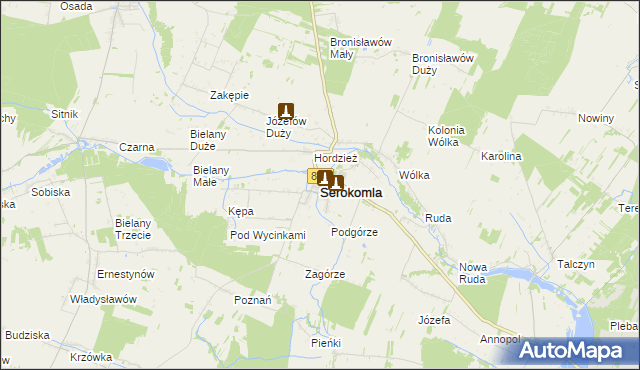 mapa Serokomla, Serokomla na mapie Targeo
