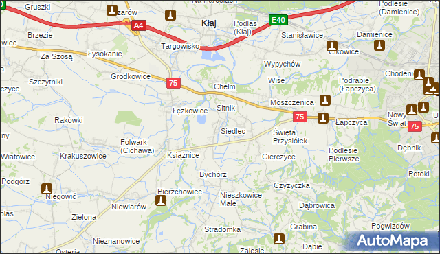 mapa Siedlec gmina Bochnia, Siedlec gmina Bochnia na mapie Targeo