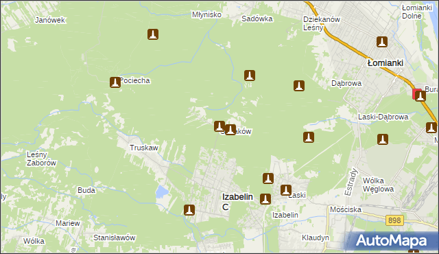mapa Sieraków gmina Izabelin, Sieraków gmina Izabelin na mapie Targeo