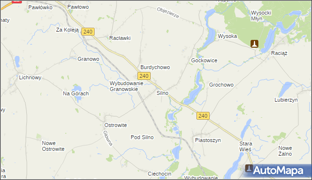 mapa Silno gmina Chojnice, Silno gmina Chojnice na mapie Targeo