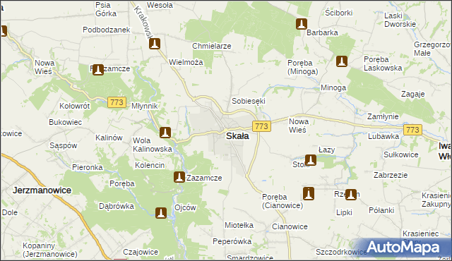 mapa Skała powiat krakowski, Skała powiat krakowski na mapie Targeo