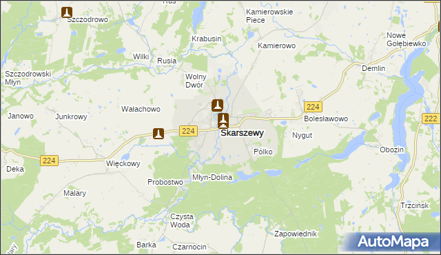 mapa Skarszewy powiat starogardzki, Skarszewy powiat starogardzki na mapie Targeo