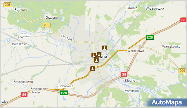 mapa Sławno, Sławno na mapie Targeo