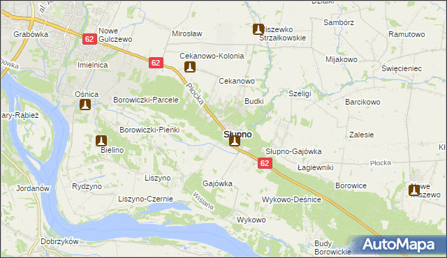 mapa Słupno powiat płocki, Słupno powiat płocki na mapie Targeo
