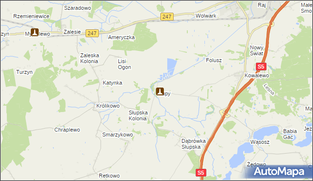 mapa Słupy gmina Szubin, Słupy gmina Szubin na mapie Targeo