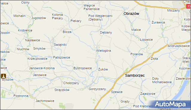 mapa Śmiechowice gmina Samborzec, Śmiechowice gmina Samborzec na mapie Targeo