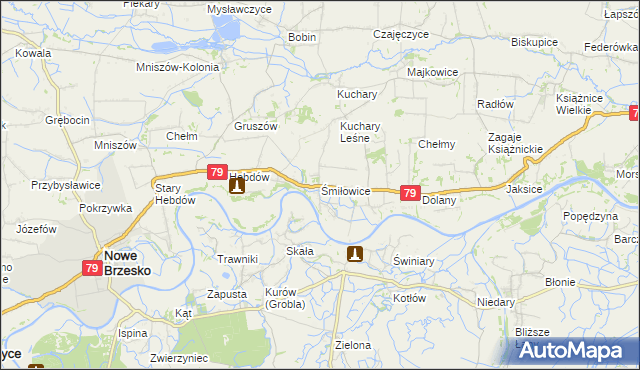 mapa Śmiłowice gmina Nowe Brzesko, Śmiłowice gmina Nowe Brzesko na mapie Targeo