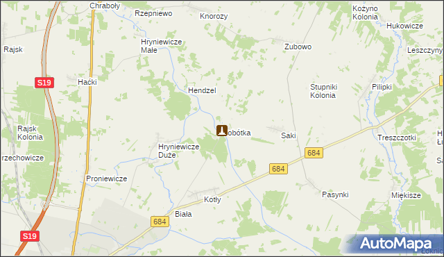 mapa Sobótka gmina Bielsk Podlaski, Sobótka gmina Bielsk Podlaski na mapie Targeo