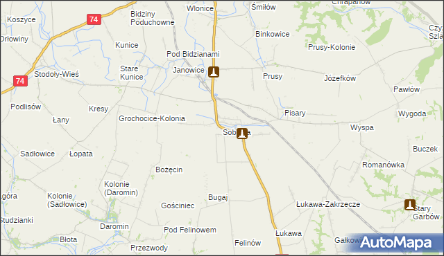 mapa Sobótka gmina Ożarów, Sobótka gmina Ożarów na mapie Targeo