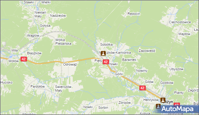 mapa Sołtyków gmina Bliżyn, Sołtyków gmina Bliżyn na mapie Targeo