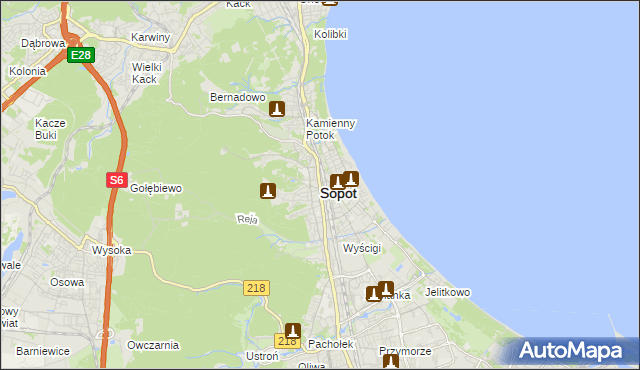 mapa Sopotu, Sopot na mapie Targeo