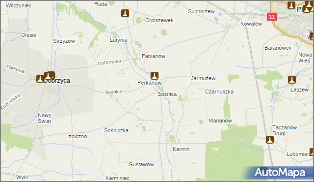 mapa Sośnica gmina Dobrzyca, Sośnica gmina Dobrzyca na mapie Targeo