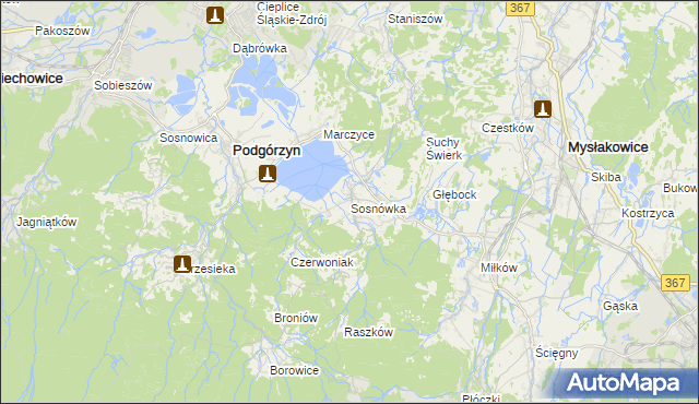 mapa Sosnówka gmina Podgórzyn, Sosnówka gmina Podgórzyn na mapie Targeo