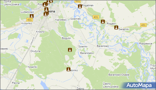 mapa Sowinki, Sowinki na mapie Targeo