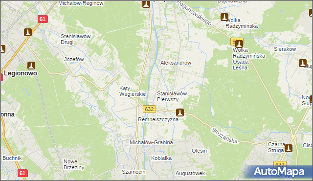 mapa Stanisławów Pierwszy gmina Nieporęt, Stanisławów Pierwszy gmina Nieporęt na mapie Targeo