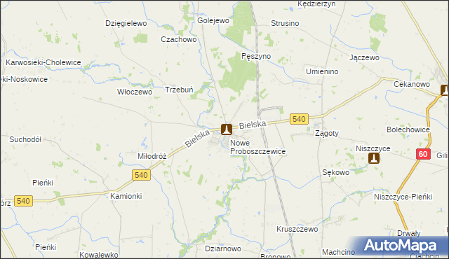 mapa Stare Proboszczewice, Stare Proboszczewice na mapie Targeo