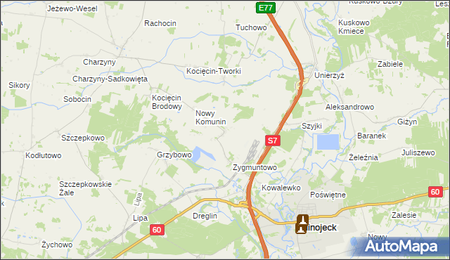 mapa Stary Komunin, Stary Komunin na mapie Targeo