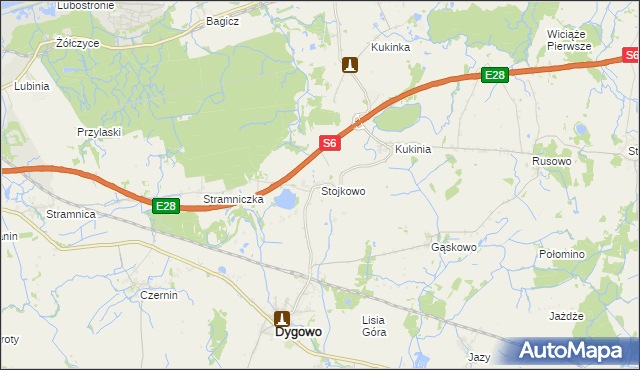 mapa Stojkowo, Stojkowo na mapie Targeo