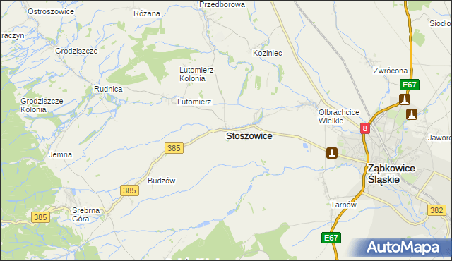 mapa Stoszowice, Stoszowice na mapie Targeo