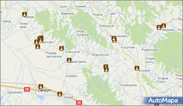 mapa Strachocina, Strachocina na mapie Targeo