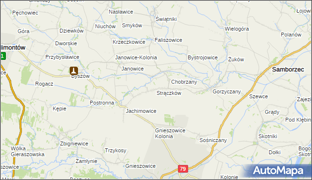 mapa Strączków, Strączków na mapie Targeo