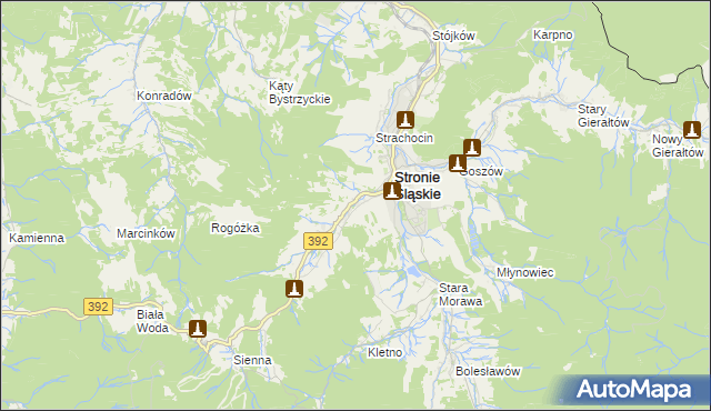 mapa Stronie Śląskie powiat kłodzki, Stronie Śląskie powiat kłodzki na mapie Targeo