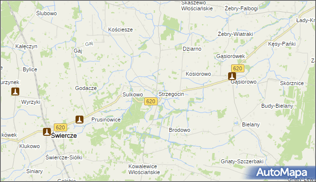 mapa Strzegocin gmina Świercze, Strzegocin gmina Świercze na mapie Targeo