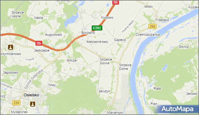 mapa Strzelce Górne, Strzelce Górne na mapie Targeo