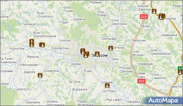 mapa Strzyżów, Strzyżów na mapie Targeo