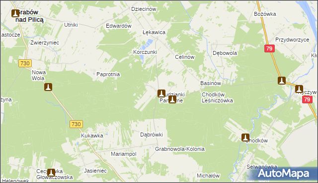 mapa Studzianki Pancerne, Studzianki Pancerne na mapie Targeo