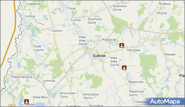mapa Sulików powiat zgorzelecki, Sulików powiat zgorzelecki na mapie Targeo