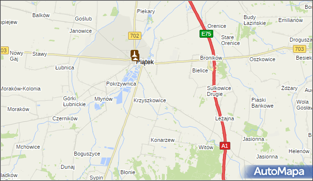 mapa Sułkowice Pierwsze, Sułkowice Pierwsze na mapie Targeo