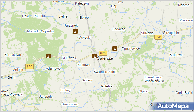 mapa Świercze powiat pułtuski, Świercze powiat pułtuski na mapie Targeo