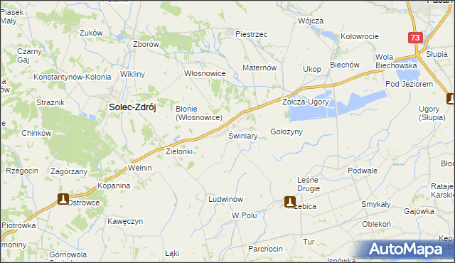 mapa Świniary gmina Solec-Zdrój, Świniary gmina Solec-Zdrój na mapie Targeo