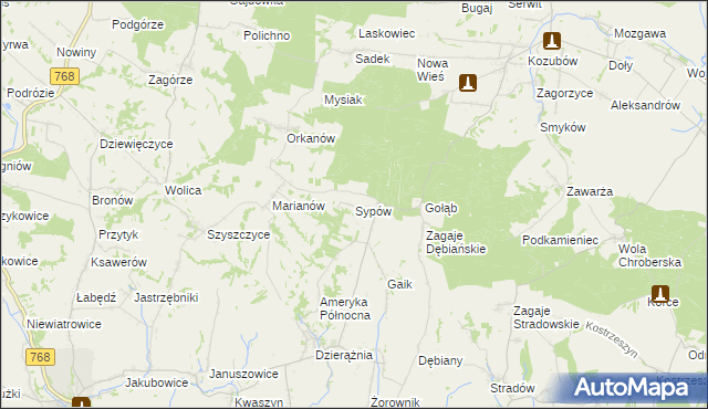 mapa Sypów, Sypów na mapie Targeo