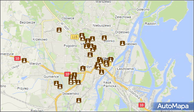 mapa Szczecina, Szczecin na mapie Targeo