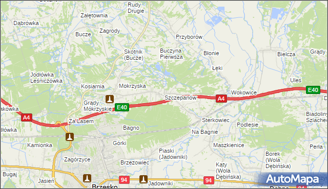 mapa Szczepanów gmina Brzesko, Szczepanów gmina Brzesko na mapie Targeo