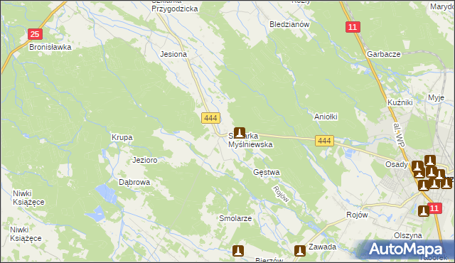 mapa Szklarka Myślniewska, Szklarka Myślniewska na mapie Targeo